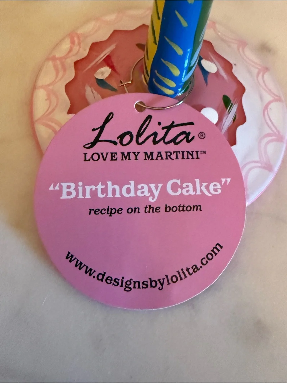 Vintage Lolita 'Birthday Cake' Hand-Painted Martini Glass